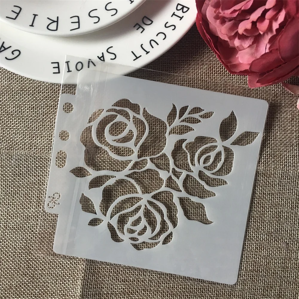 

1Pcs 13cm 5.1" Rose Flower 3 DIY Layering Stencils Wall Painting Scrapbook Coloring Embossing Album Decorative Paper Template