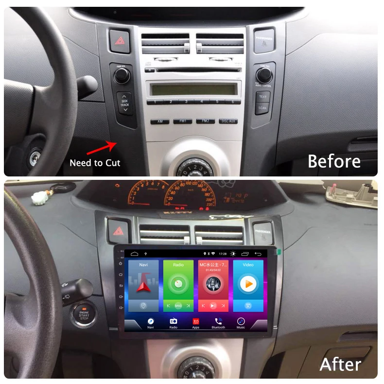 Discount Car Android 8.1 Multimedia Player for TOYOTA Yaris 2008 2011 GPS Navigation Device USB bluetooth steering wheel control support 4
