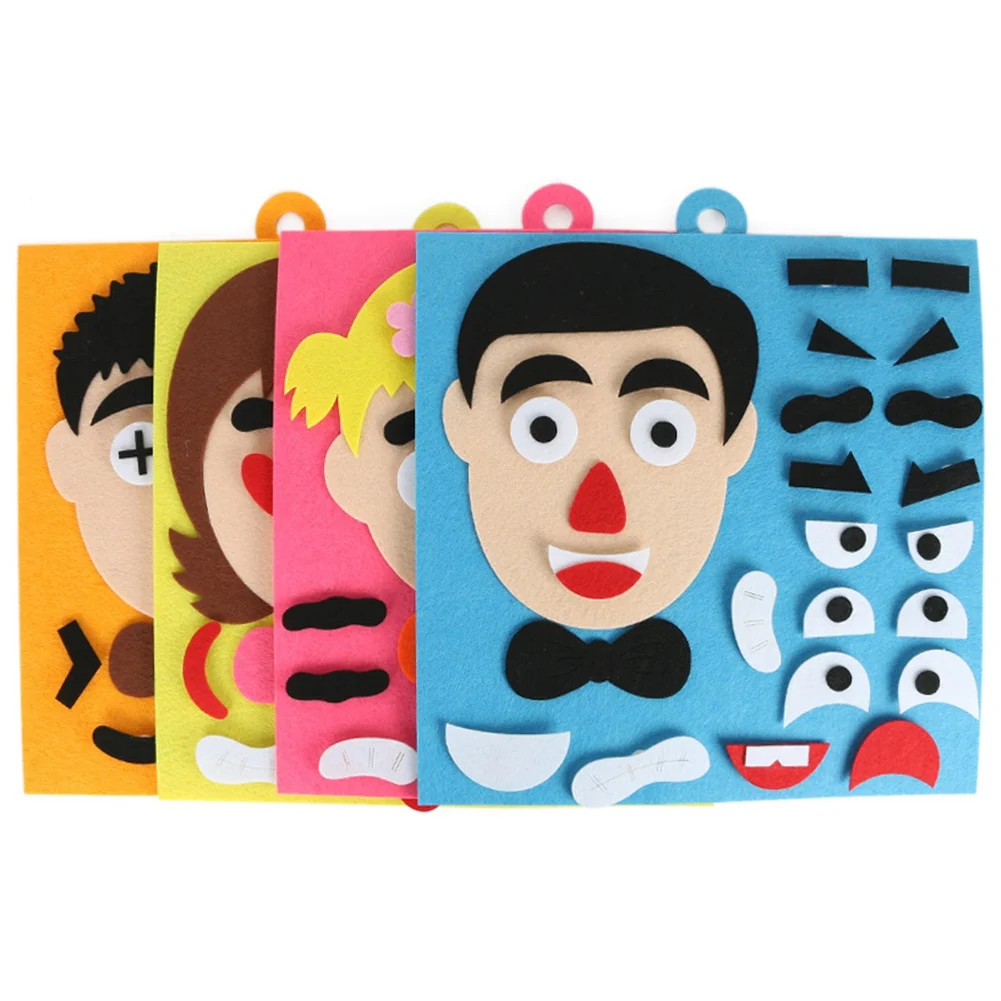 Cute Felt Cloth Facial Expression Puzzle 3D Five Sense Organs Toy Kids Recognition Training Toys DIY Educational Toy