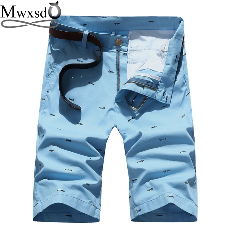 Марка mwxsd Летние повседневные мужские модные летние шорты мужские пляжные шорты с принтом рыбы мужские однотонные облегающие шорты-бермуды
