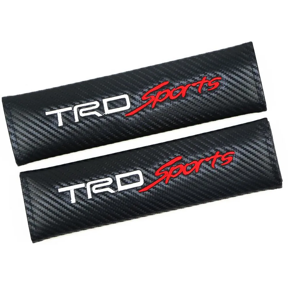 

2Pcs/Lot Carbon Fiber TRD Sports Car Logo Auto Seat Belt Cover Padding Car Accessories Seat Belt Strap Protector Cover Pads
