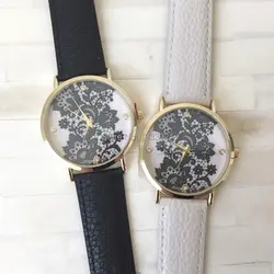Новинка 2015 кружева часы Лидер продаж ЖЕНЕВА кружева печати часы для дам женская элегантность кружева часы