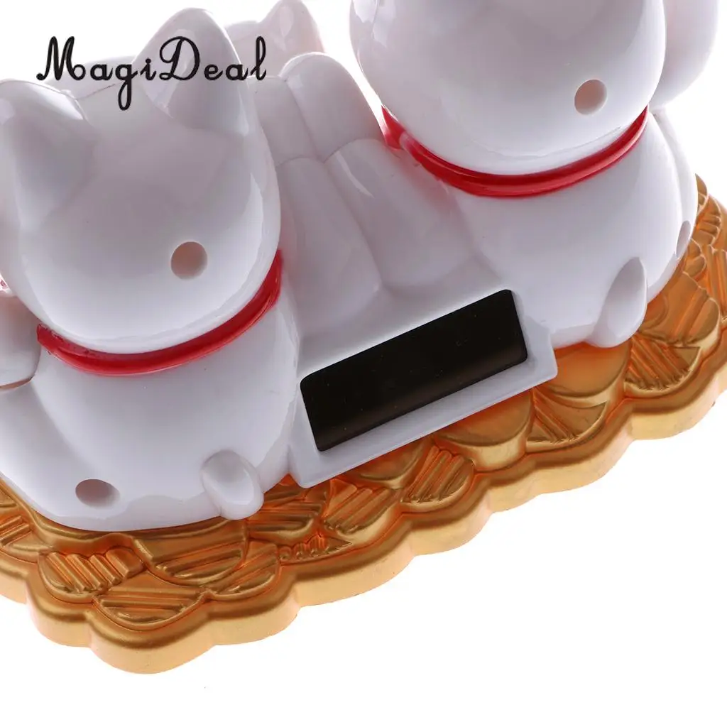 MagiDeal Hot Sale Solar Powered Bobbling Toy Waving Fortune Cat Family Home Office Desk Car Store Balcony Decor Children Toy