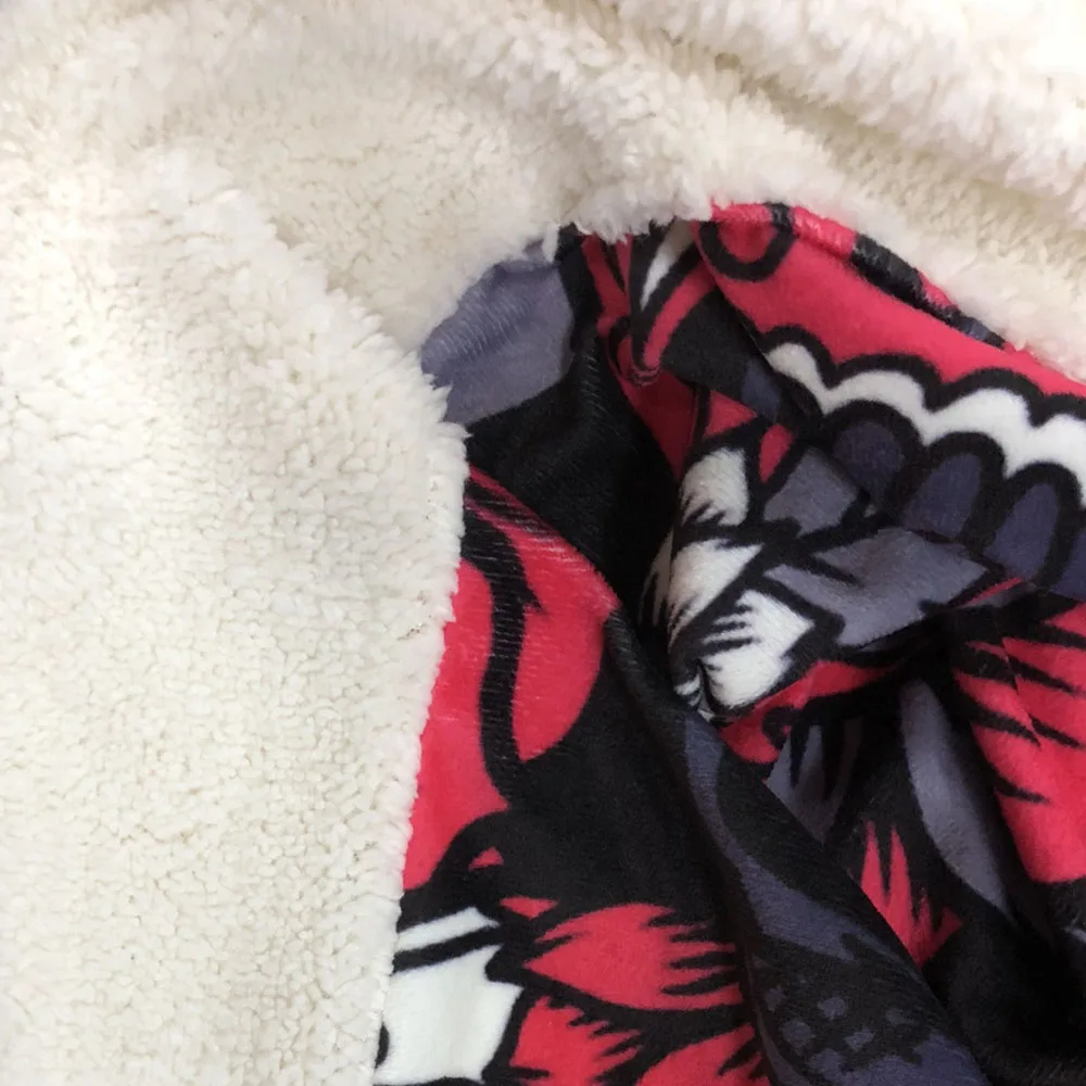 Black Hooded Blanket Super Soft Neon Dream Catcher Blanket Boho Style Sherpa Fleece Blanket