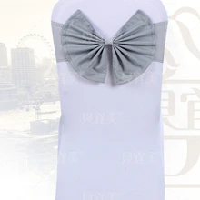 Серебристо-серый цвет Председатель Sash Бабочка Стиль галстук-бабочка лайкра створки Свадебные украшения Банкетный стулья спандекс створки