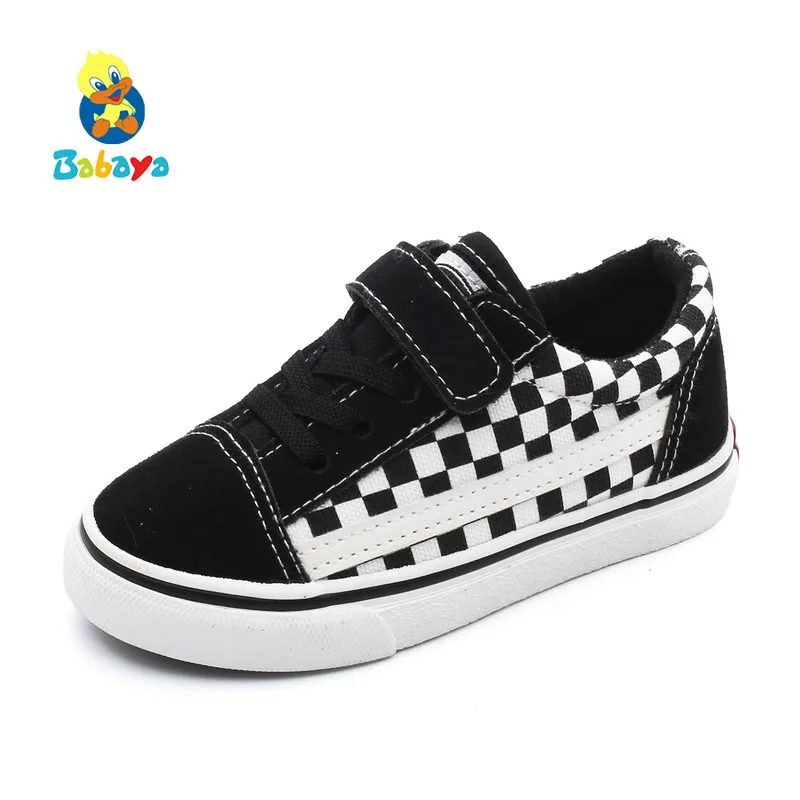 

2018 Autumn New Children Canvas Shoes Boys Girls Plaid Canvas+synthetic Girl Skate Shoes Fashion Kids Casual Shoes