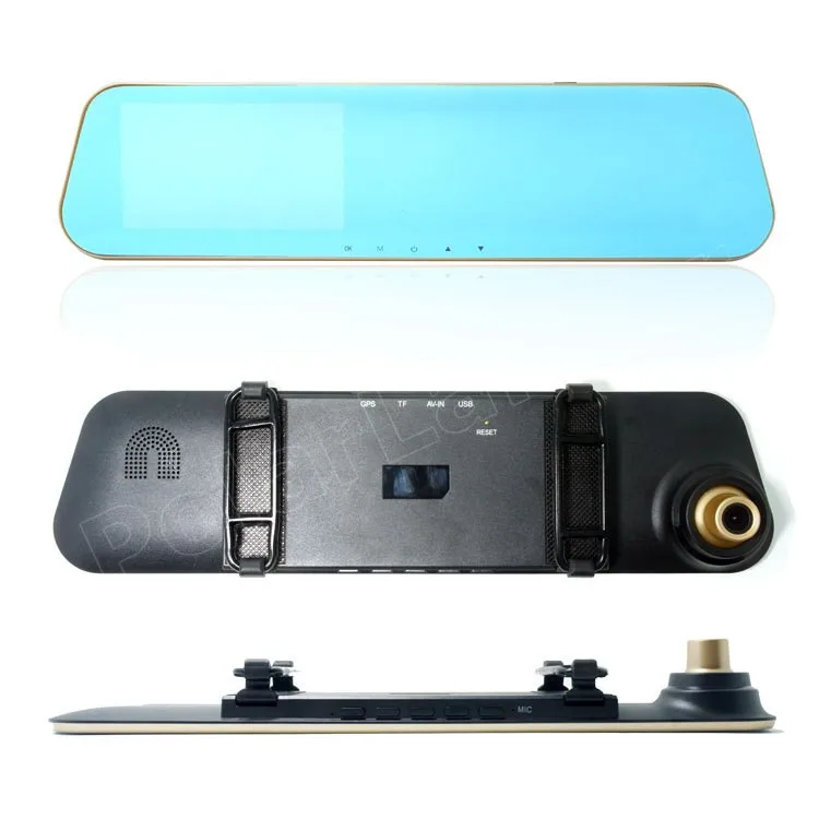 4,3 pulgadas Full HD 1080 P coche DVR espejo de revisión grabadora de vídeo Digital Auto registrador videocámara con cámara trasera dual de la lente - 2