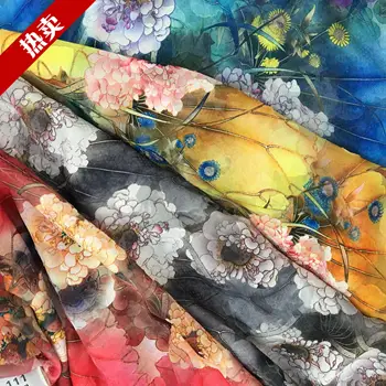 

the new snow spinning cut flowers dress hanfu cloth burnout offset printing cutting chiffon fabric