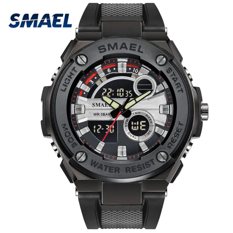 

SMAEL Luxury Men's Wristwatch Dual Display Digital Watches Mens LED 50M Waterproof Sport Watch 2018 Clock Men relogio masculino