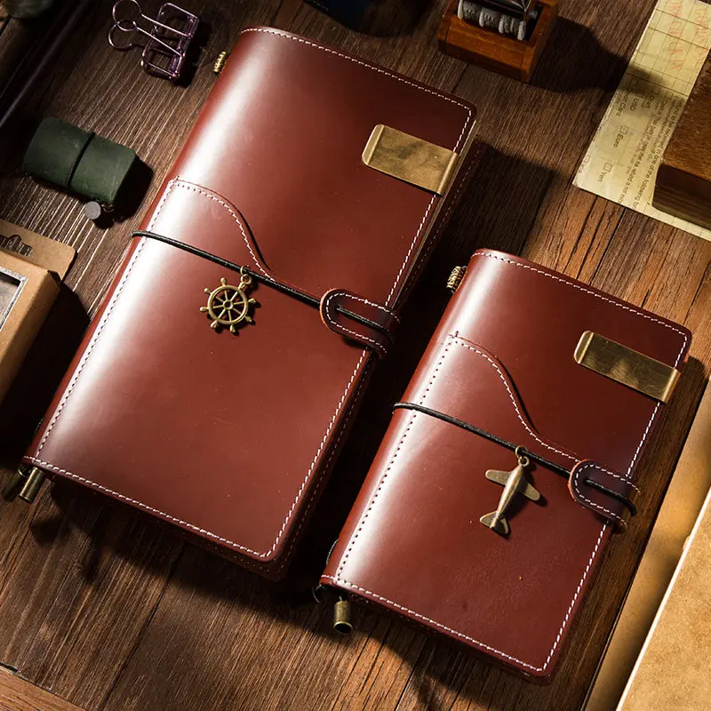 IPBEN новейший блокнот из натуральной кожи для путешественника в винтажном стиле, Дневник для путешествий, Подарочный кошелек ручной работы, записная книжка с отделением для карт - Цвет: Coffee