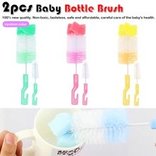 Случайный цвет 2 шт./компл. щетка для детской бутылочки щетка для сосков 360 градусов Вращающаяся головка Чистящая поролоновая щетка для мытья кружек комплект