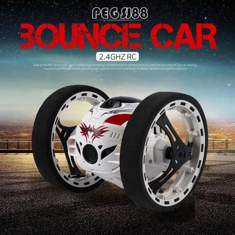 

Mini Bounce RC Robot Car CS037669 With Flexible Wheels Rotation LED Light Remote Control Jumping Car Children Electronic Toys