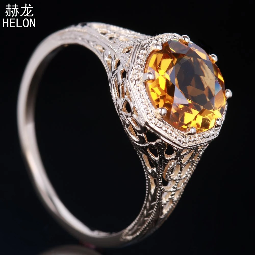

1.5Carat Yellow Flawless Round Natural Citrine Engagement Solid 10K Yellow Gold Ring For Women Wedding Gift Party Trendy Jewelry