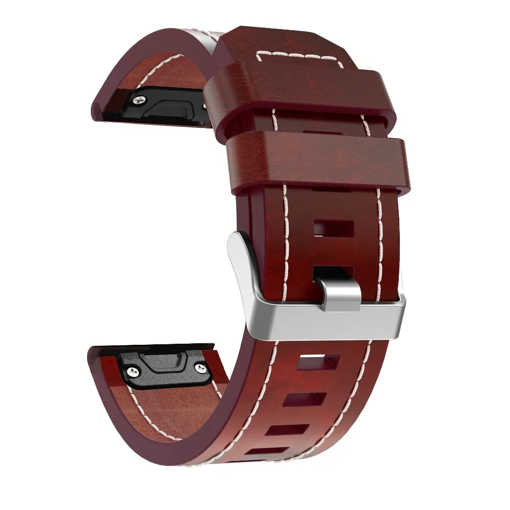  Leather Watchband Strap for Garmin Fenix 6X/5X/5X Plus/3/3HR Smart Watch Band 26mm Quick Fit Replac - 33007647831