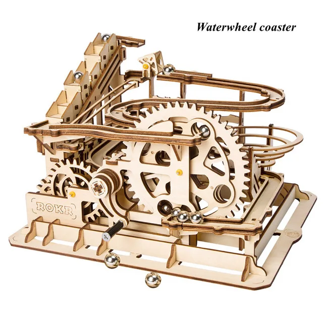 

Robotime 4 Kinds Marble Run Game DIY Waterwheel Coaster Wooden Model Building Kits Assembly Toy Gift for Children Adult LG501