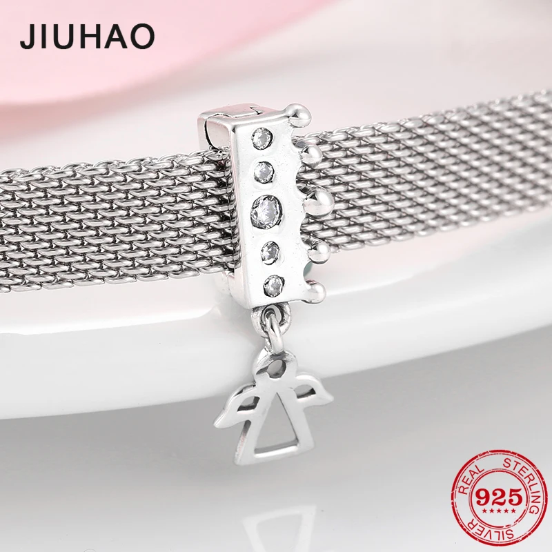 

Angel's aura 925 Sterling Silver clips charms beads with CZ Fit Original reflection Charm Bracelet jewelry making handmade