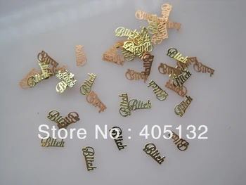 

Approx. 1000pcs/bag Metal Gold BITCH Letter Design Non-adhesive Metal Slices Nail Art Decoration MS-207-2