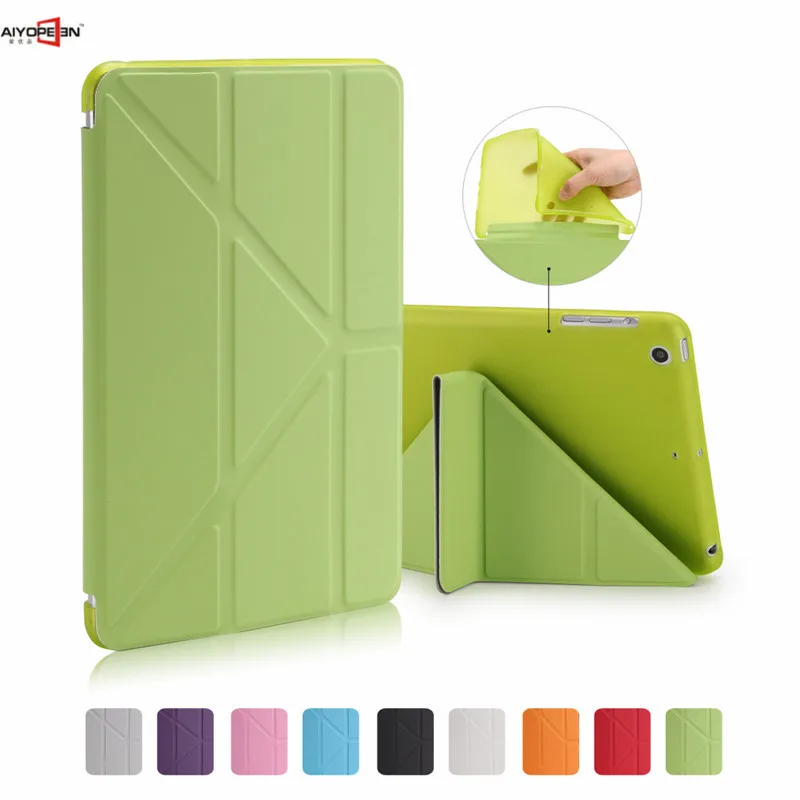 

for ipad mini 1/2/3 case tpu back cover aiyopeen magnet filp stand soft protect with multi-fold pu leather smart wake up sleep