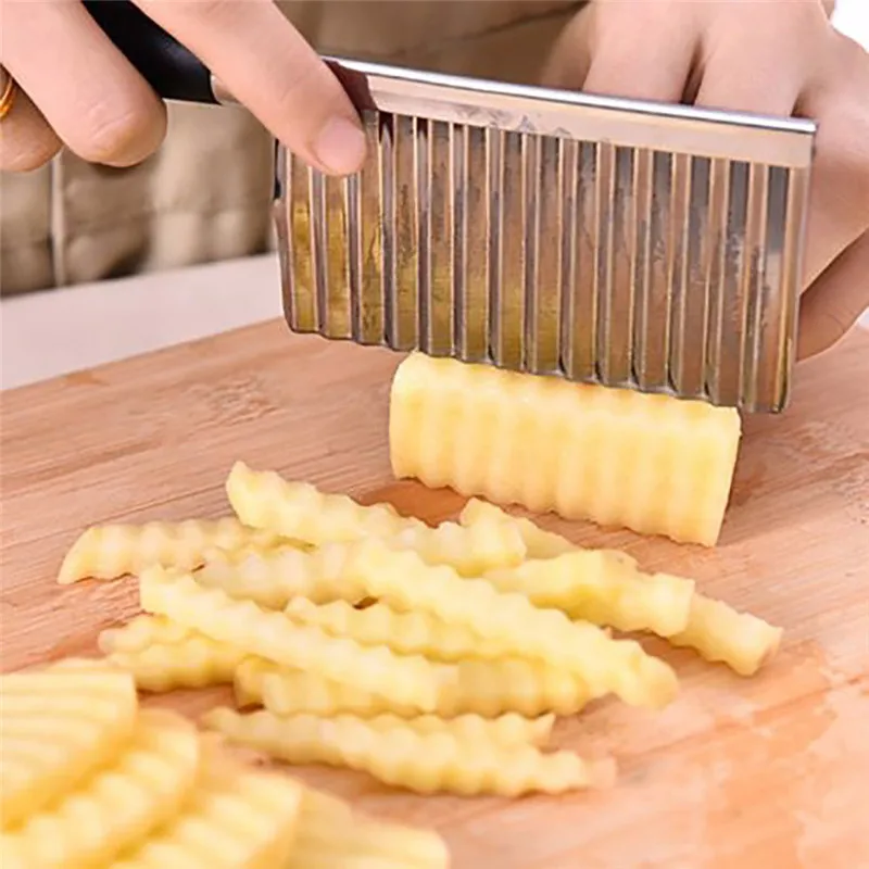 Stainless Steel Potato Wavy Edged Knife Gadget Vegetable Fruit Potato Cutter Peeler Cooking Tools Kitchen Knives Accessories