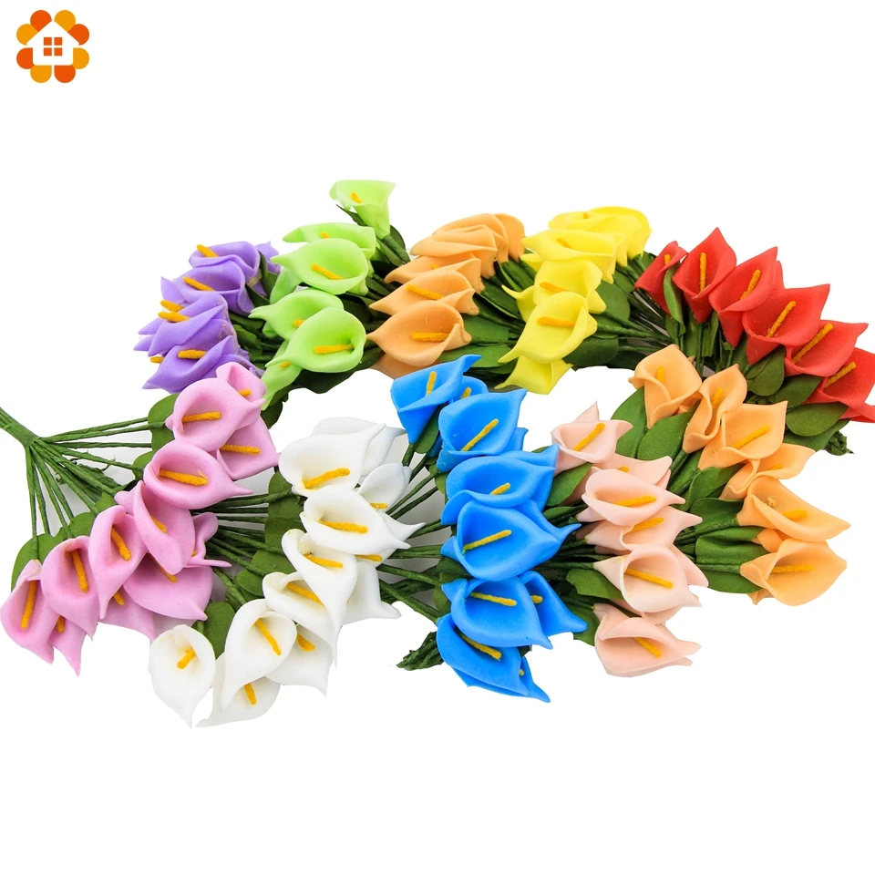 144PCS Artificial Mini Foam Calla Flower Bouquet Handmake Wedding