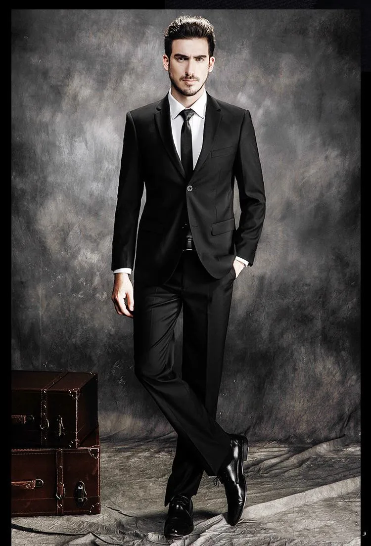 

Cheap And Fine Two Buttons Groomsmen Notch Lapel Groom Tuxedos Men Suits Wedding/Prom/Dinner Best Man Blazer(Jacket+Pants+Tie)