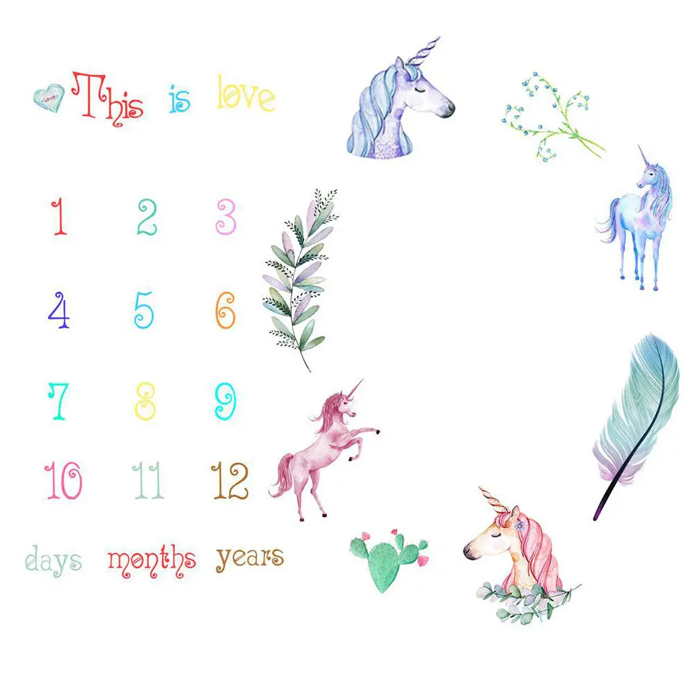 

2018 Brand New Newborn Toddler Infant Cartoon Baby Number Unicorn Blanket for Photography Photo Prop Shoots 100*100cm Props