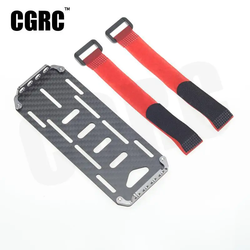 RC Car Carbon Fiber Battery Mounting Plate with Tie for 1/10 RC Crawler Car Axial SCX10 90046 RC4WD D90 Tamiya CC01