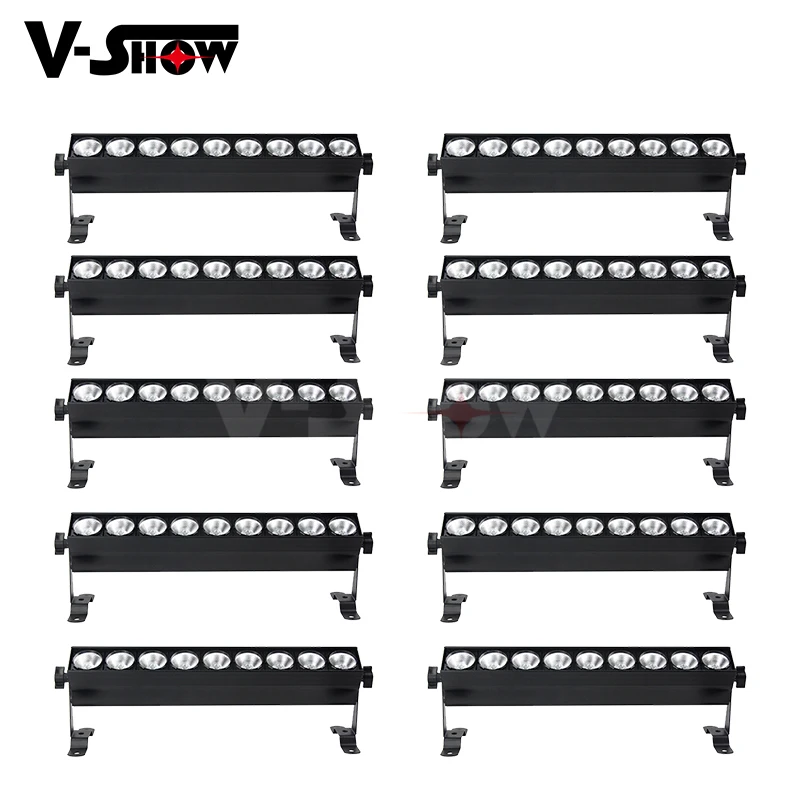 

10pcs Led Bar Light 9pcs 10w RGBW 4in1 Led Wall Washer Lamp Dmx Control Stage Light For Church Landscape
