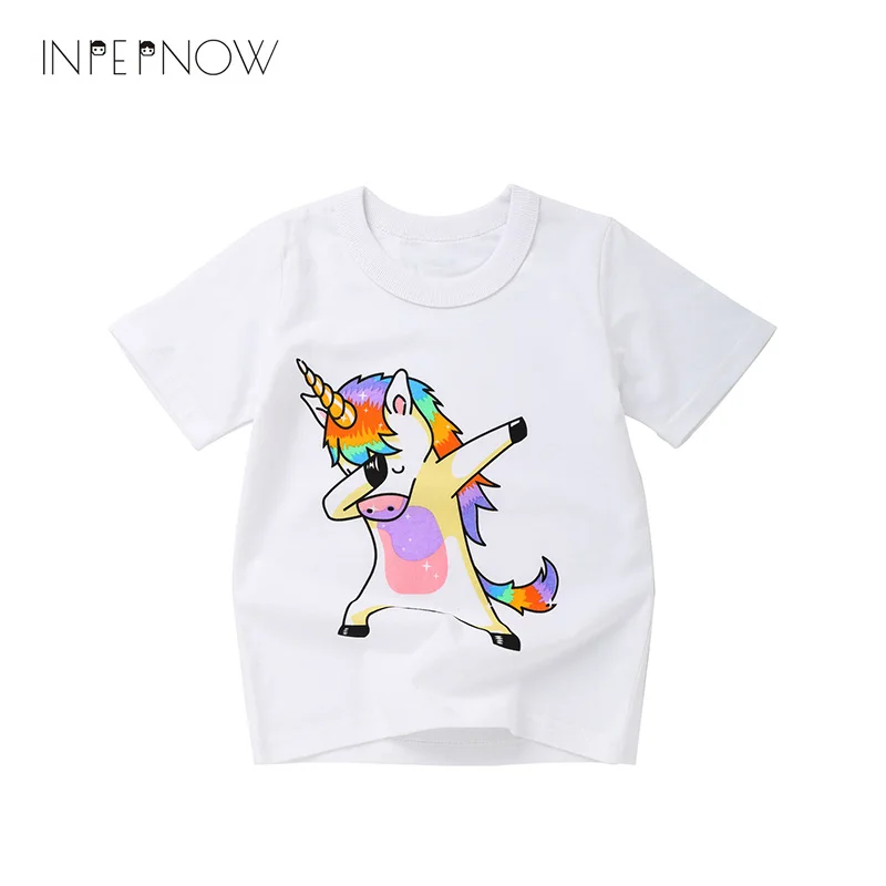 

INPEPNOW Children's Dabbing Unicorn Kawaii Funny Printing Shirts Boy Girl Summer Top Short Sleeve T-shirts Kid's Casual Tee XD13