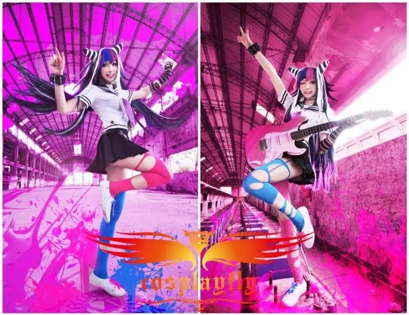 Danganronpa Dangan Ronpa Ibuki Mioda маскарадный костюм женские матросские Костюмы пара чулок с
