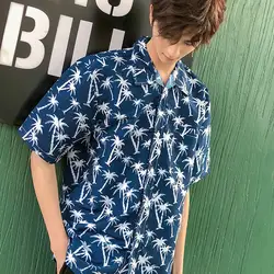 Fashsiualy/2019 рубашки больших размеров 5xl, весенне-летние модные пляжные топы с короткими рукавами и персональным принтом, chemise homme