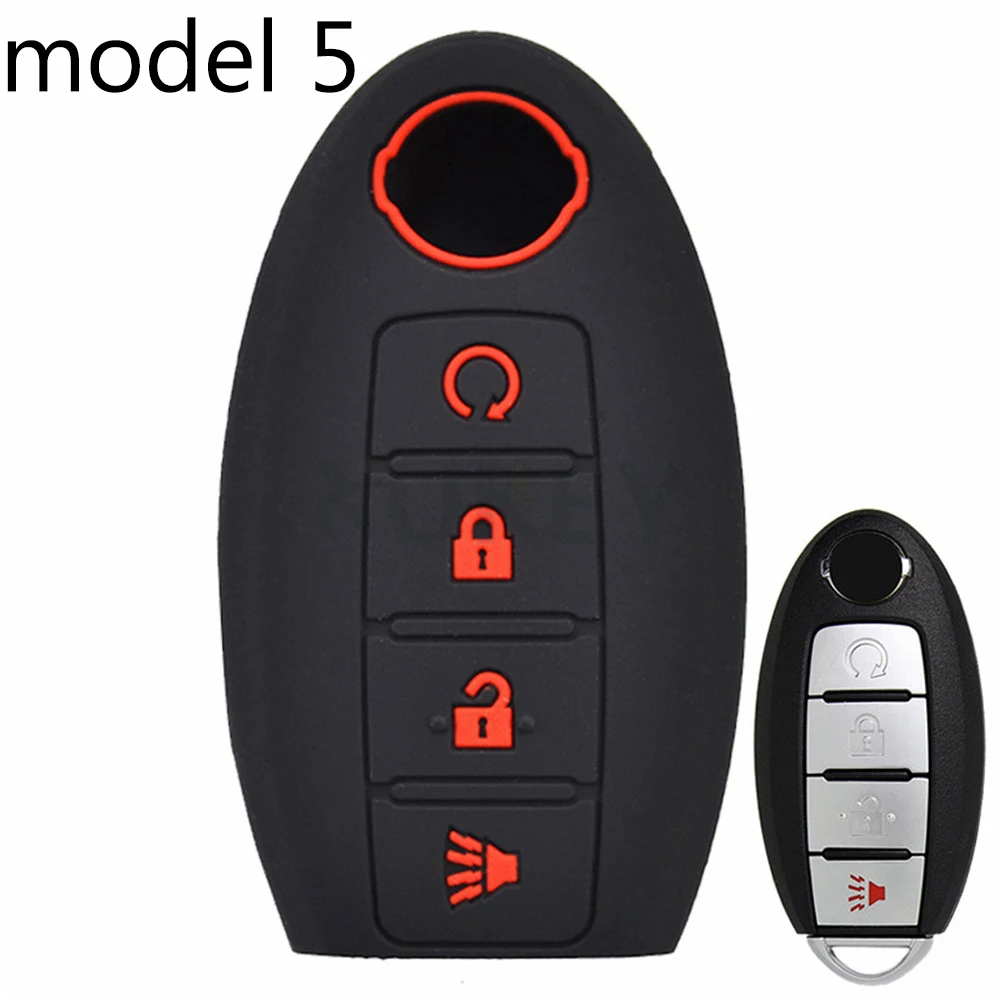 model 5 Силиконовый автомобильный чехол для дистанционного ключа для Nissan Altima Maxima Murano Sentra Versa Titan Leaf Juke Quest Elgrand NV200 Note Tiida - Название цвета: model 5