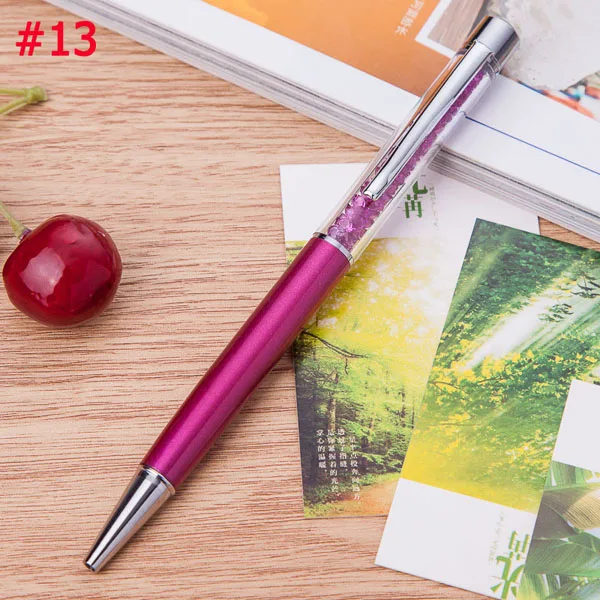 18 цветов кристальная шариковая ручка модный креативный стилус для письма канцелярская ручка для офисов и школ шариковая ручка черный синий 1,0 мм - Цвет: 13