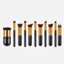 Новинка, 10 кистей для макияжа, набор, Черное золото, пять больших пяти маленьких Мини+ толстая кисть, инструменты для макияжа