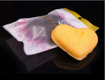 

10pcs/lot 100% Natural Bamboo Charcoal Black Konnyaku Sponges Natural Konjac Sponge Heart shape with good quality random color