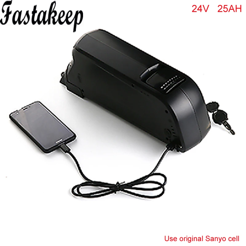 

250W 24V 25AH eBike Batterie Dolphin style 24volt lithium ion Battery for Electric Bicycle with charger For Sanyo cell