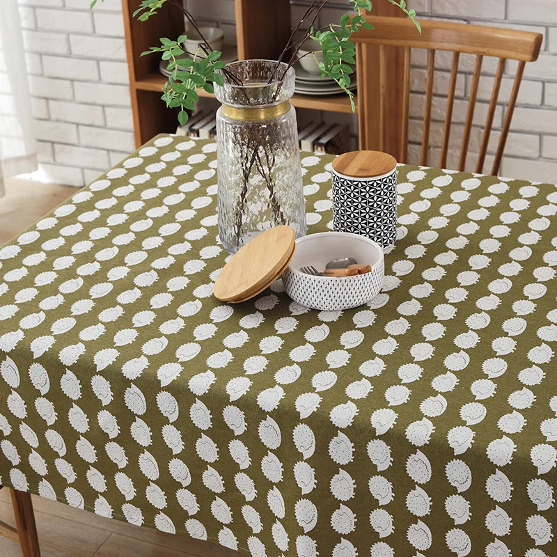 Lovely Cartoon Hedgehog Tablecloths Cotton Linen Fabric Tableclothes For Rectangular Tables Animal Table Cloth For Table Cover 