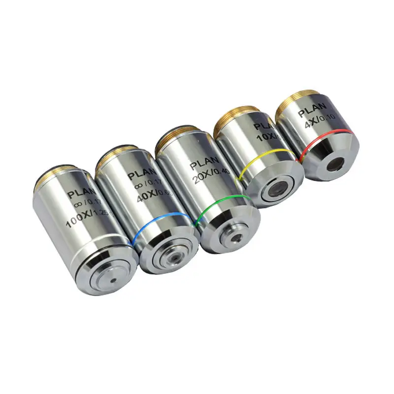 Silver Biological Microscope 4X 10X 20X 40X 100X Infinity Plan