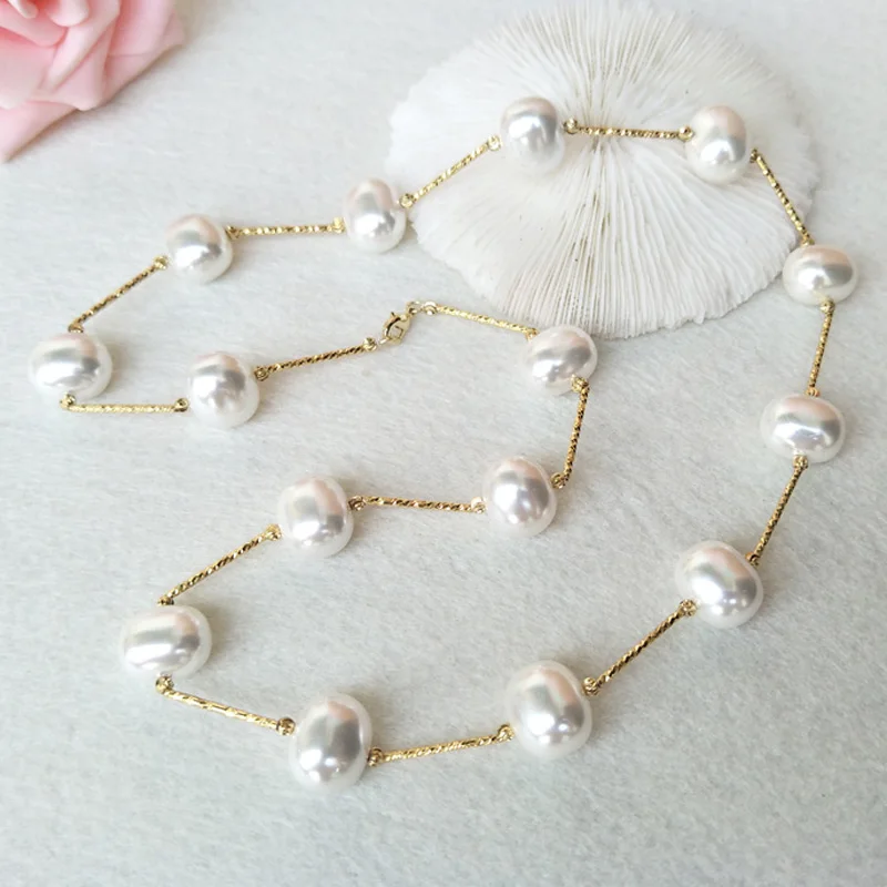 

5 Strands white natural shell pearl beads necklace DIY jewelry for women gift making chian beaded rope choker NK114