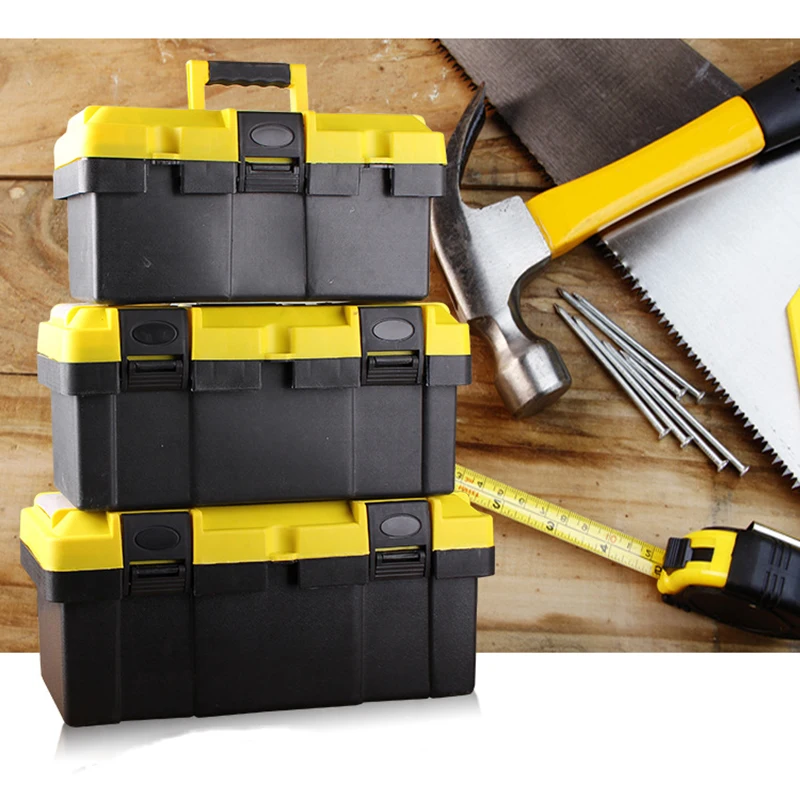 

Large Toolbox Household Maintenance Electrician Tool Box Multifunctional ABS Hardware Car Repair Anti-fall Box 14 17 19"