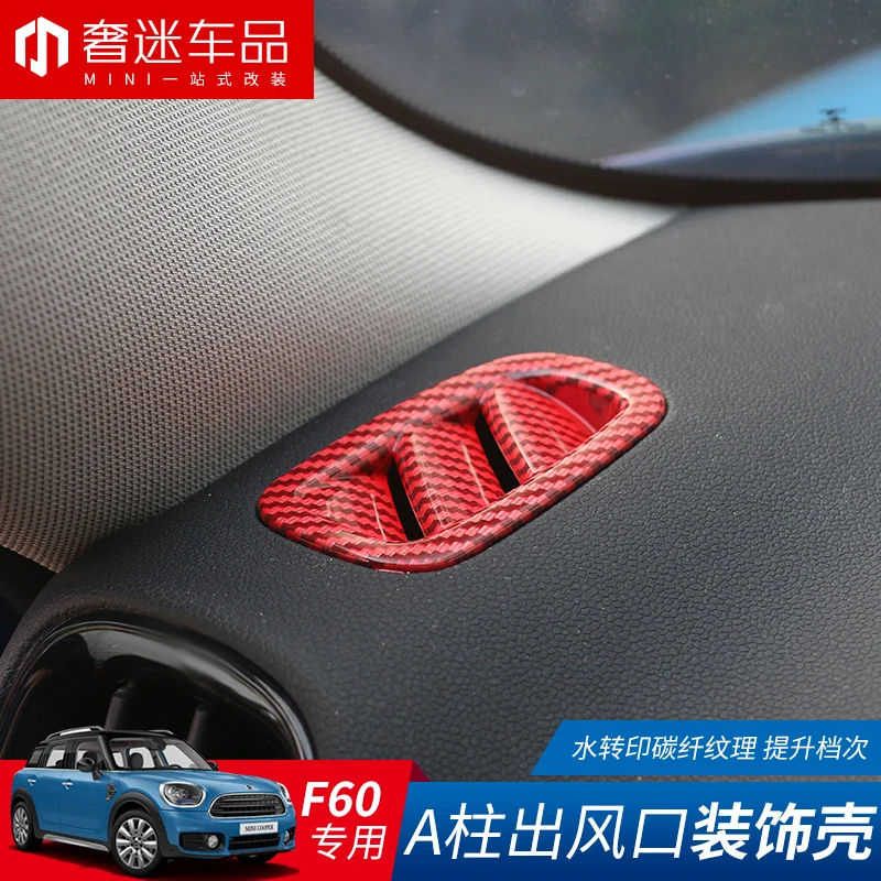

2pcs=1set carbon fiber car strument panel A column air outlet decorative shell stickers car styling for BMW MINI countryman F60