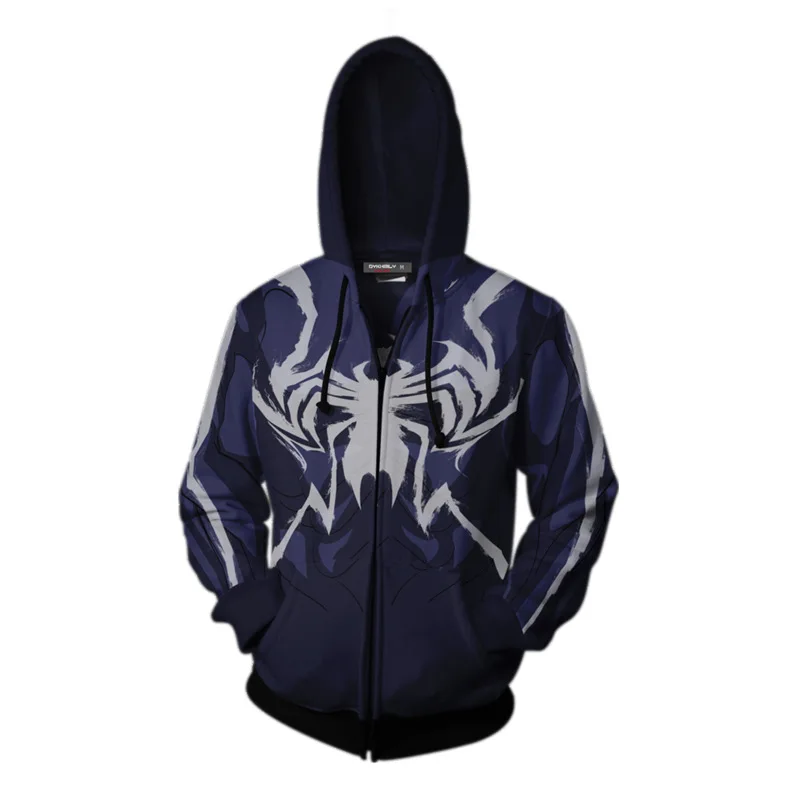 

2018 Autumn Winter 3D print Man Hoodies Sweatshirts Venom Scarlet Spider Zip Up Hoodie Cosplay Cotton Hooded Coats jacket
