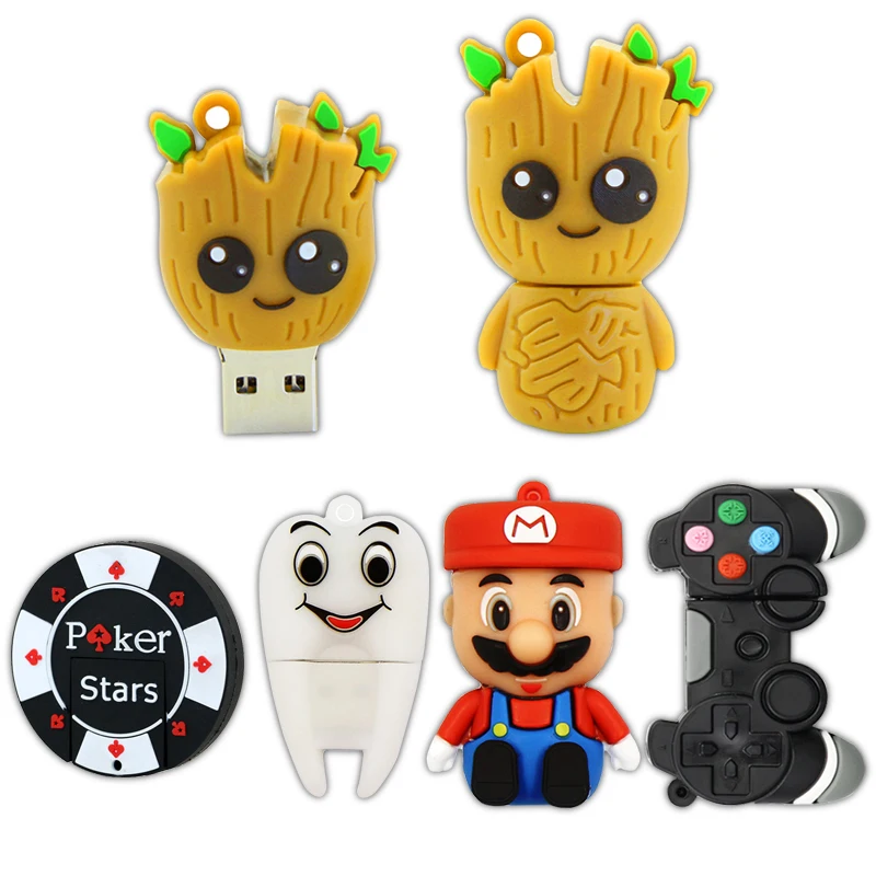 

Cartoon TREE USB Flash Drive 32G Teeth 8G Mario 32g Gamepad poker stars pen drive 16G Cartoon stick thumb 4G key usb pendrive