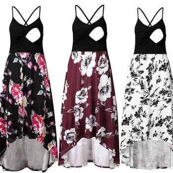 

Women's Maternity Nursing Gown Pregnanty Splicing Sleeveless Sling Print Floral Dress Summer Dresses Women 2019 Vestido Lactancia