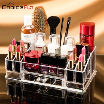 

CHOICE FUN Easy Clear Desk Table Make Up Cosmetic Makeup Box Organization Plastic Lipstick Brush Home And Storage Organization