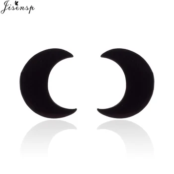 

Jisensp Trendy Style Stainless Steel Black Earrings Lovely Crescent Stud Earrings for Women Geometrical Moon Earrings Jewelry