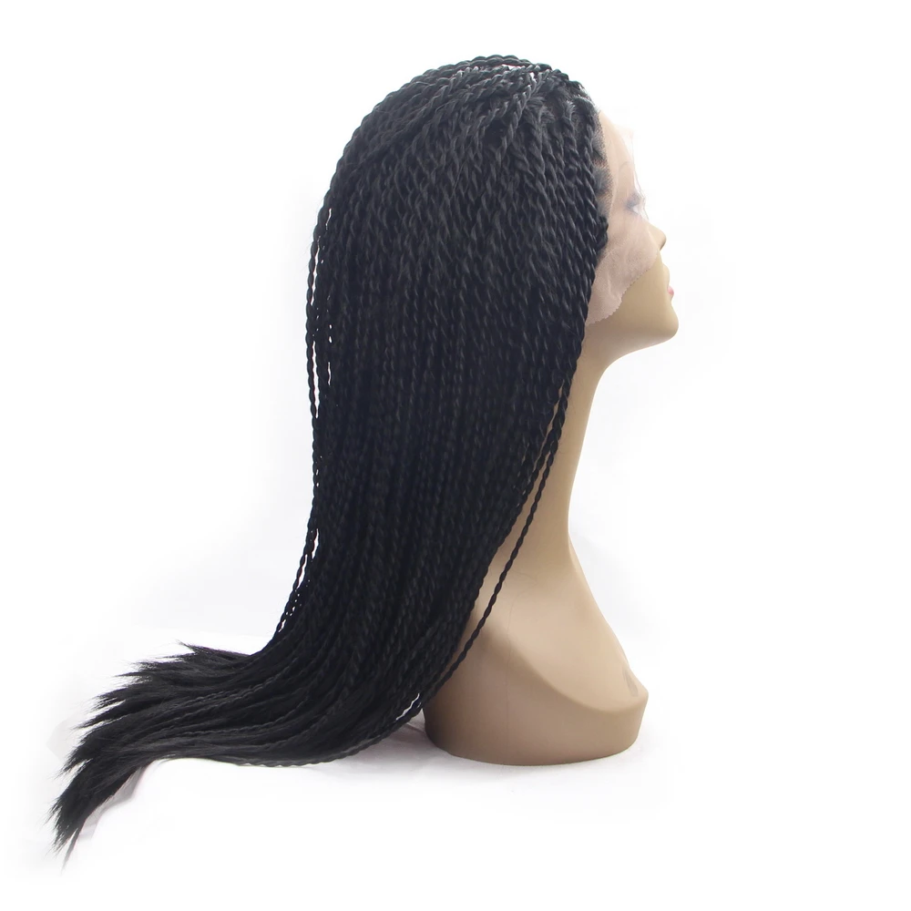 Yiyaobess Ручная работа 1# микро плетеные парики для черных женщин термостойкие синтетические волосы на кружеве парик африканские американцы