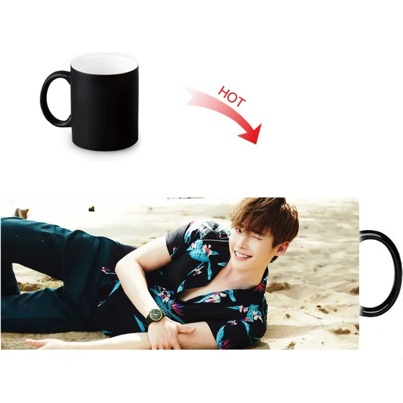 

Lee Jong Suk Hot Reactive Sensitive Morphing Mugs Black White Changing Color Ceramic Mug Porcelain Tea Coffee Cup 12oz