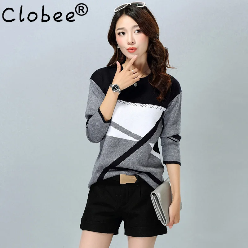 

women's casual Tricot cashmere pullover autumn camisa feminina 2017 lady knitted sweater Vetement shirt sobretudo feminino SA306
