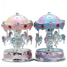 Flash Lamp Rotating Horse Music Box Originality Music Plastic Goods Of Furniture For Display Rather Than For Use The Music